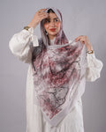 Farida Premium Chiffon Hijab | Botanical Art Print